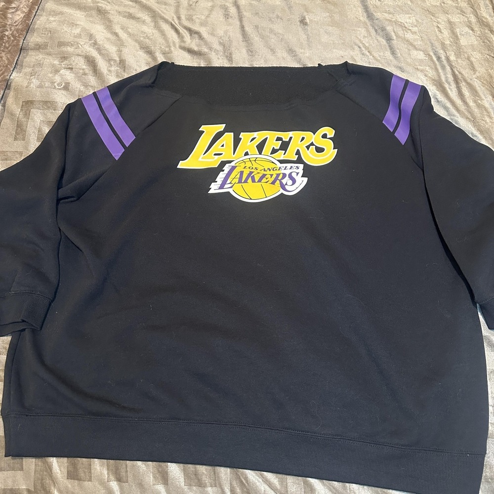 Los Angeles Lakers Sweatshirt Womens 4XL Black NBA Basketball Off‎ Shoulder Top